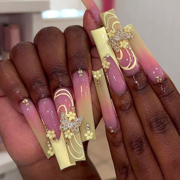 Artful Nail Art with Flower and Butterfly Accents Kalsten