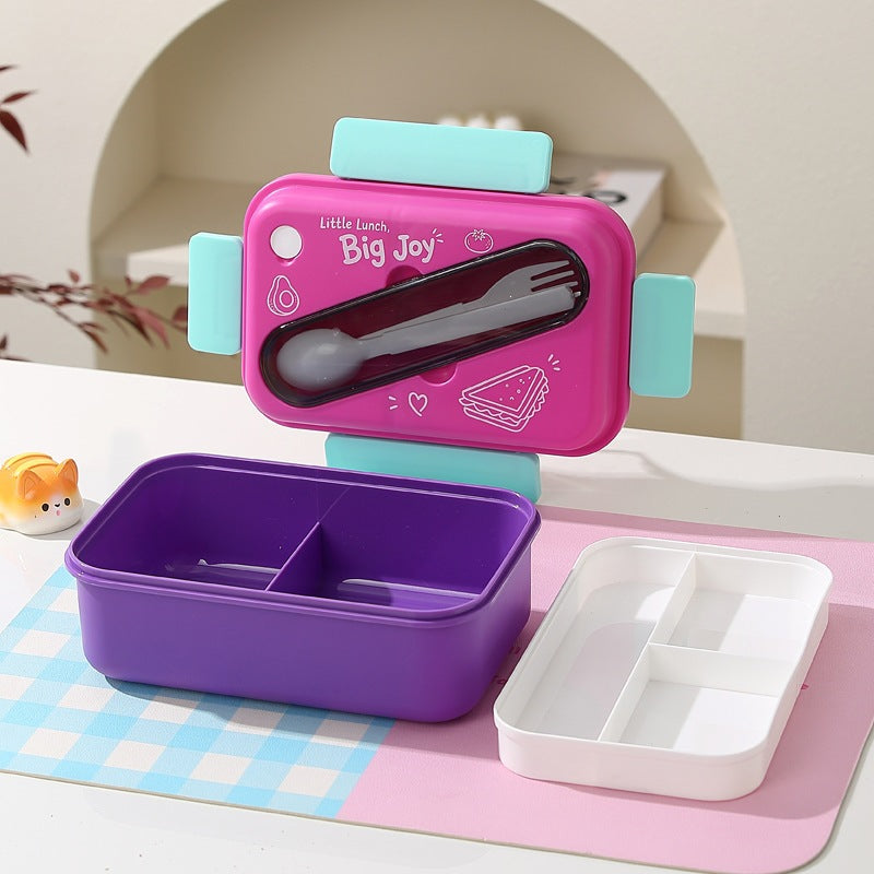 Multi-Compartment Lunch Box with Integrated Utensils