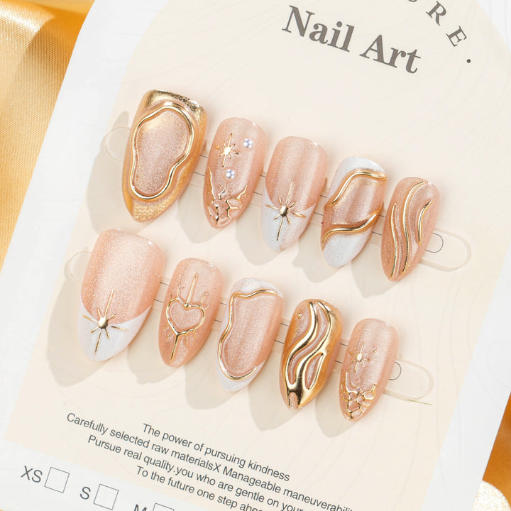 Artistic 3D Nail Tips with Glitter and Bead Decoration Kalsten