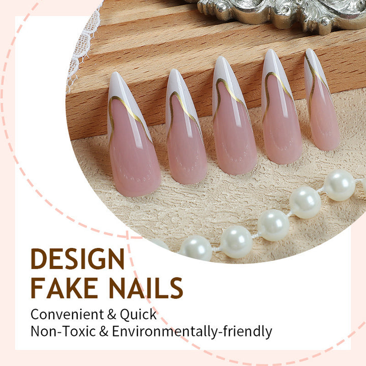 Artificial nail set with elegant gold edge Kalsten