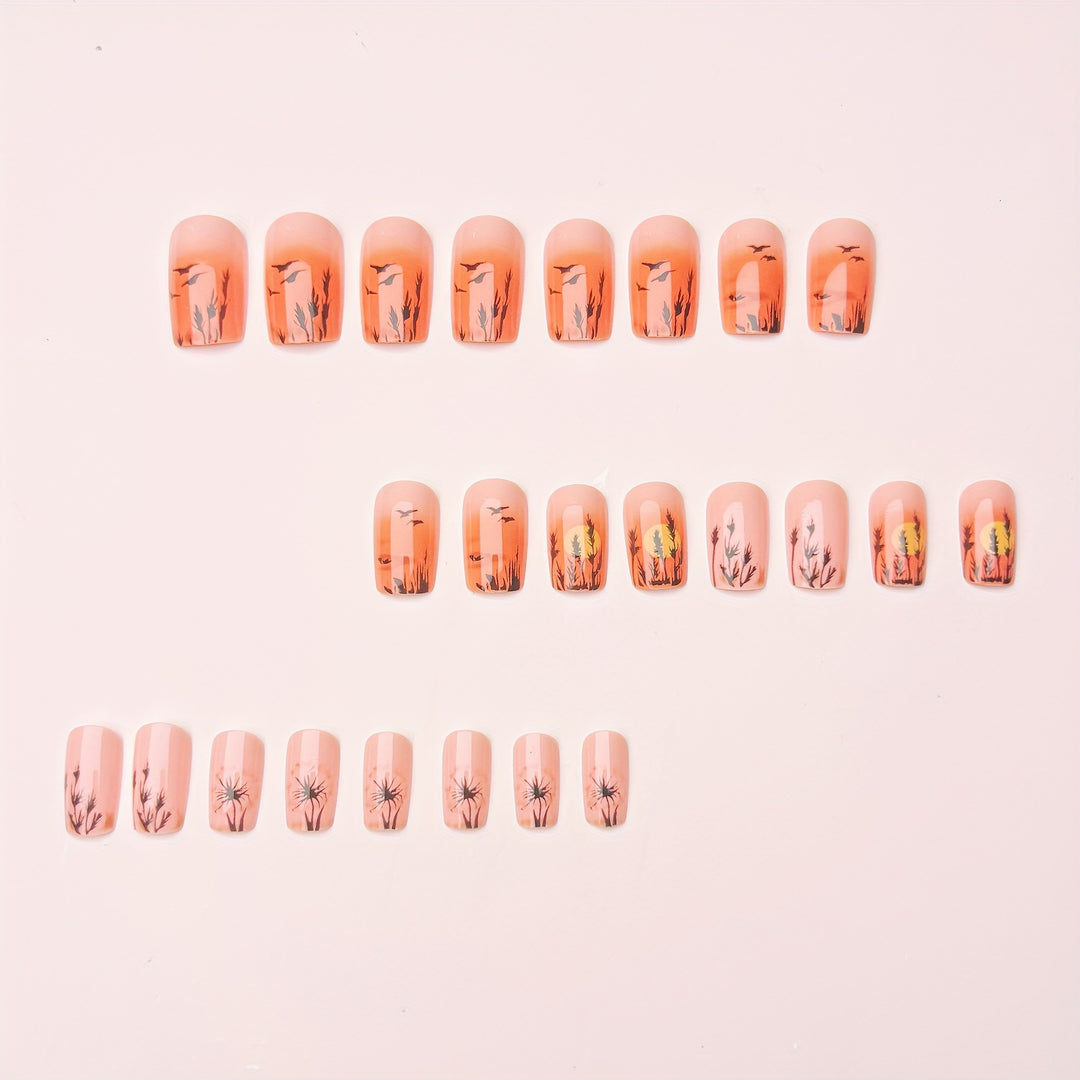 Artistic Sunset Landscape Nail Art Kalsten