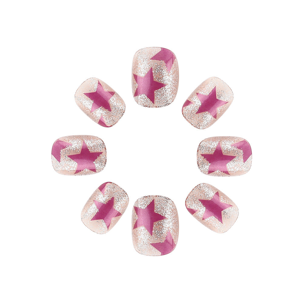 Artistic Press-On Nails with Star and Glitter Design Kalsten