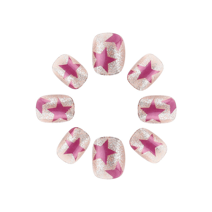Artistic Press-On Nails with Star and Glitter Design Kalsten
