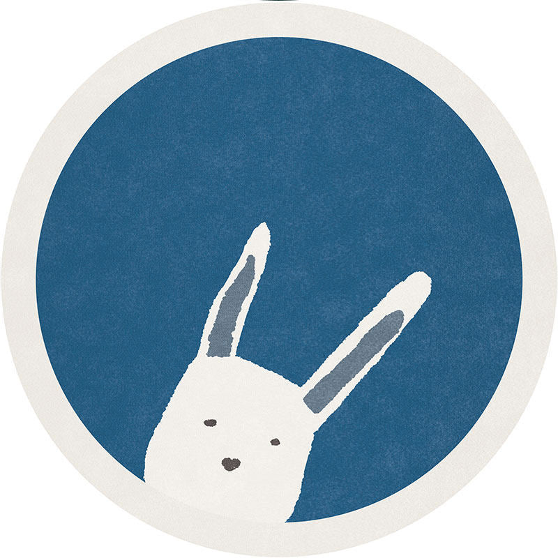 Cute Rabbit-Themed Round Area Mat