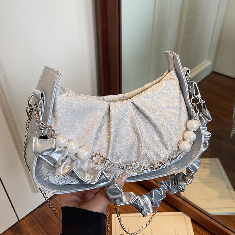 Elegant Pearl-Embellished Clutch