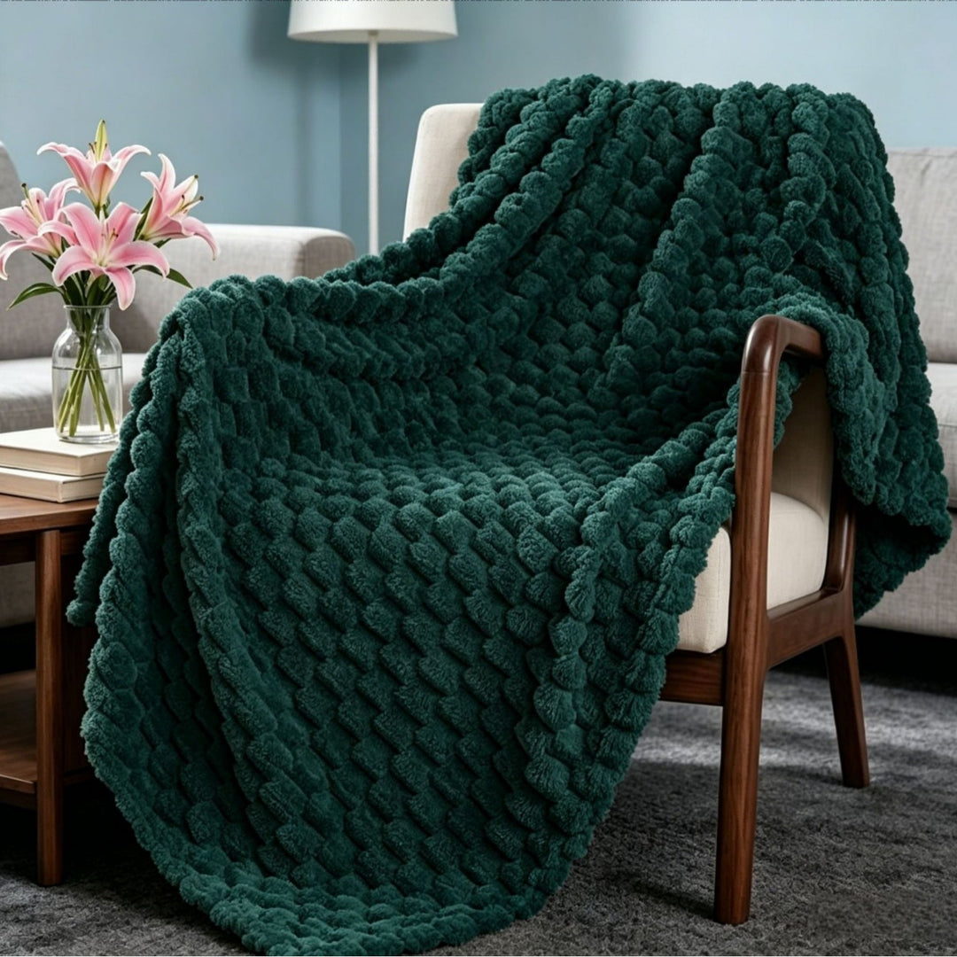 Premium Textured Plush Throw Blanket