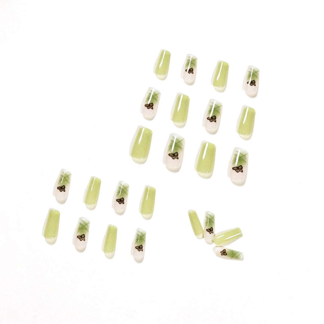 Artificial nail extensions with elegant butterfly design Kalsten