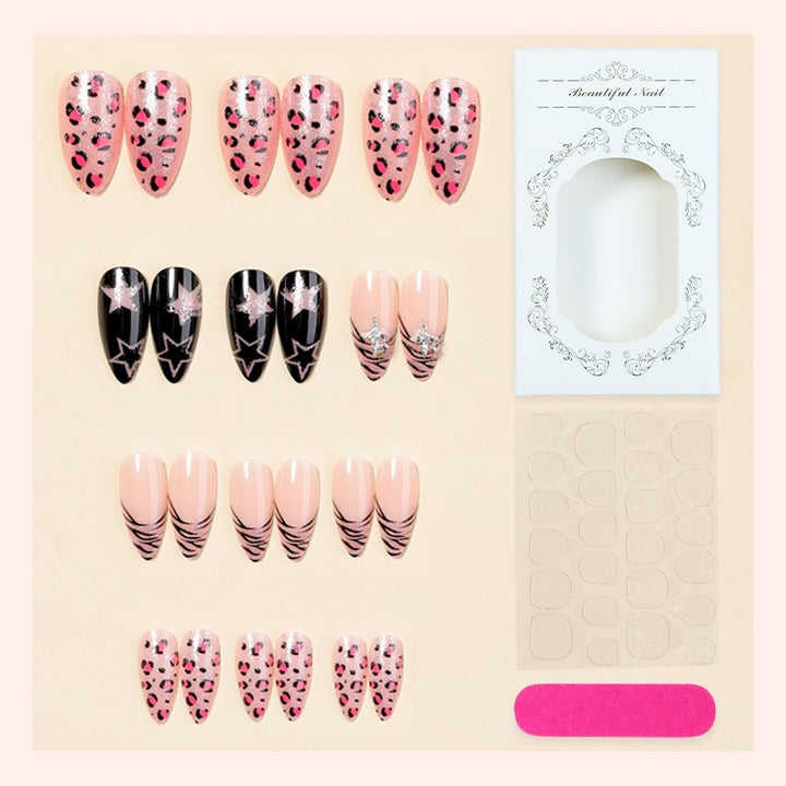 Fashionable artificial nail set with animal and glittering accents Kalsten