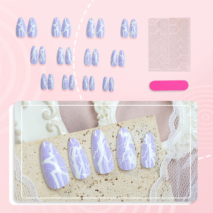 Artistic Press-On Nail Art Set with Lightning Design Kalsten
