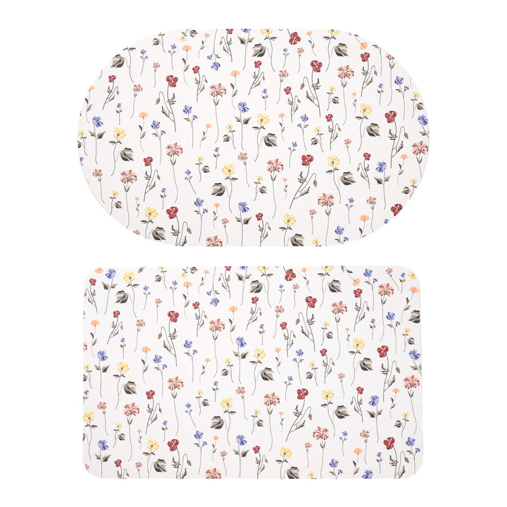 Kalsten Bath Mat Set made of soft microfiber with non-slip latex backing and delicate ornamental print