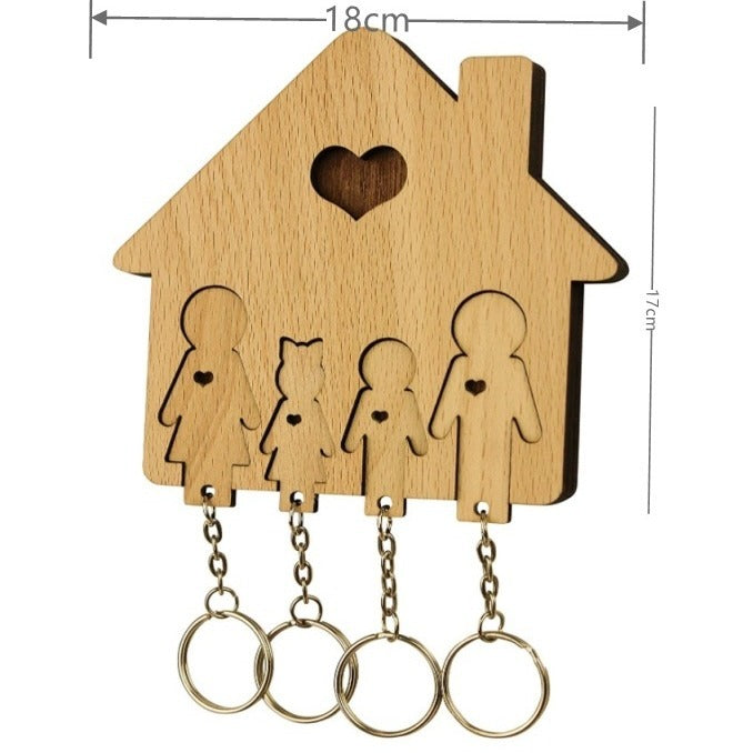 Wooden Family Keychain Holder