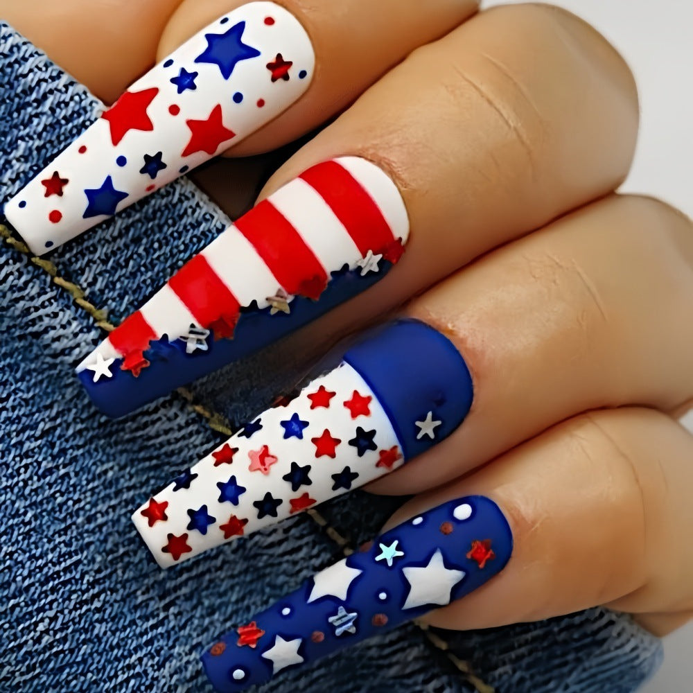 Artificial nails with patriotic star design Kalsten