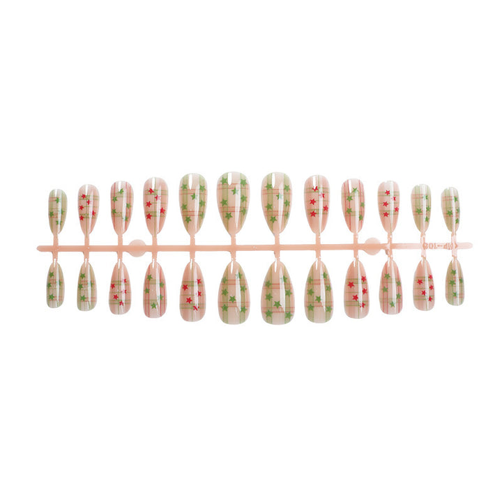 Festive Star Pattern Press-On Nail Art Kalsten