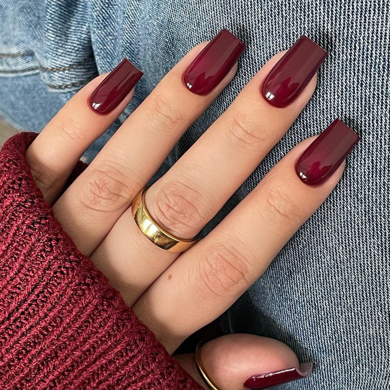 Glossy Square Tip Press-On Nails Kalsten