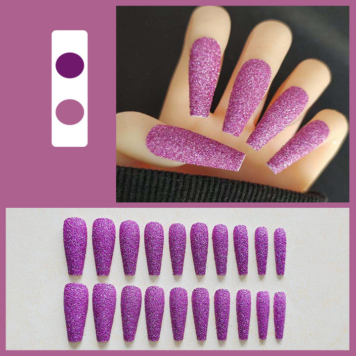 Glossy Long Coffin Press-On Nails Set