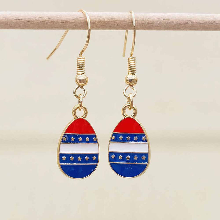 Women's Independence Day patriotic enamel flag dangle earrings with hypoallergenic fishhook wires Kalsten