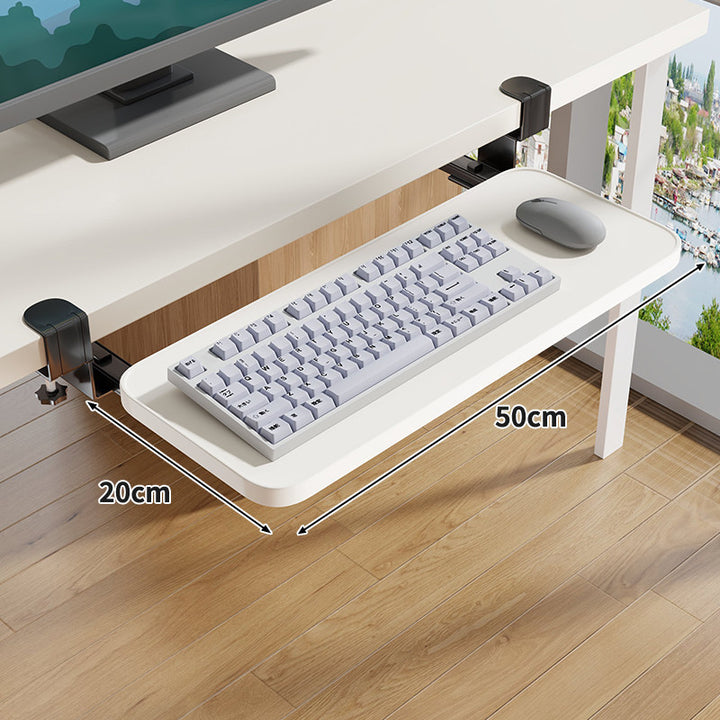 Under-Desk Sliding Ergonomic Keyboard and Mouse Tray with Clamp Mount