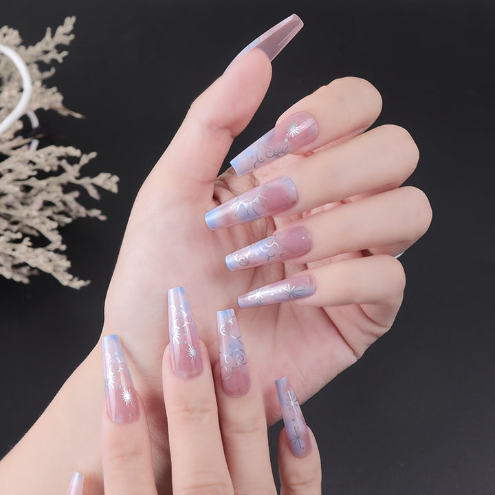 Artistic Stiletto Acrylic Nail Set with Floral and Geometric Accents Kalsten