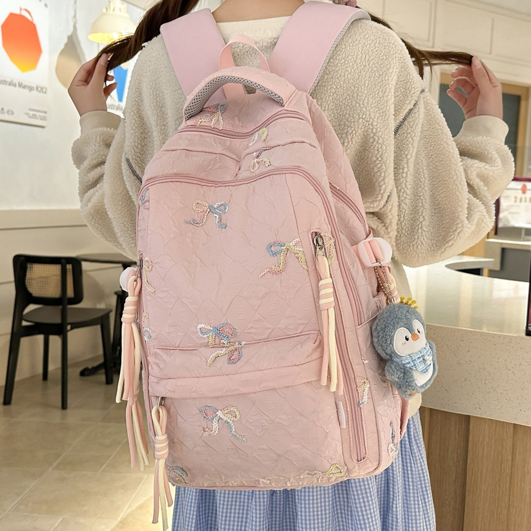 Embroidered Quilted Backpack Kalsten