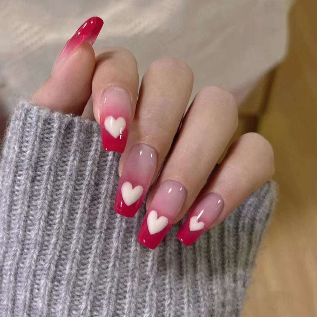 Heart Design Acrylic Nail Art