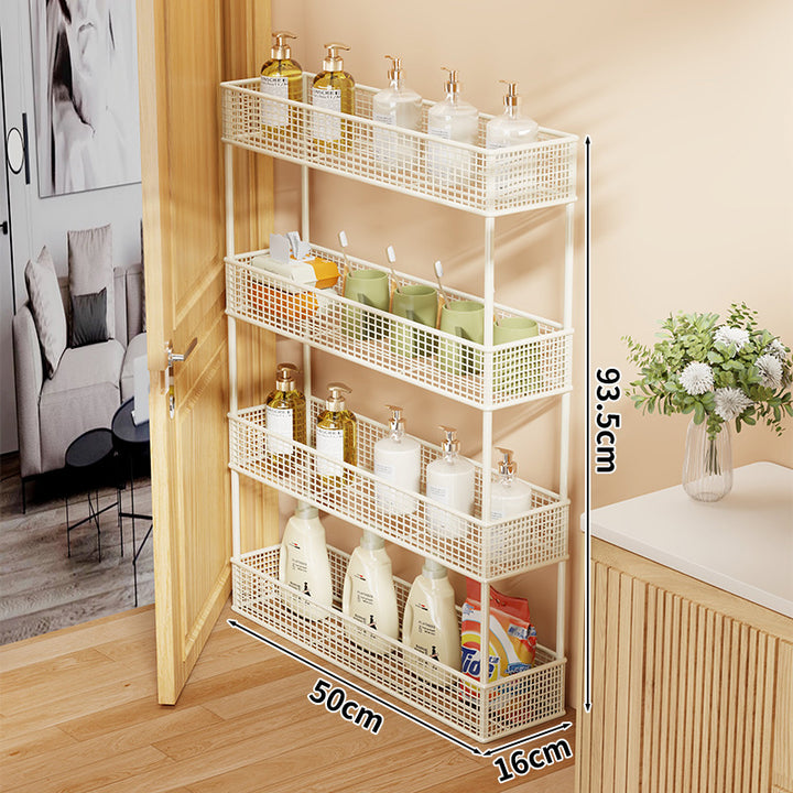 Slim Narrow Pull-Out Mesh Storage Organizer for Cabinet and Door Gap