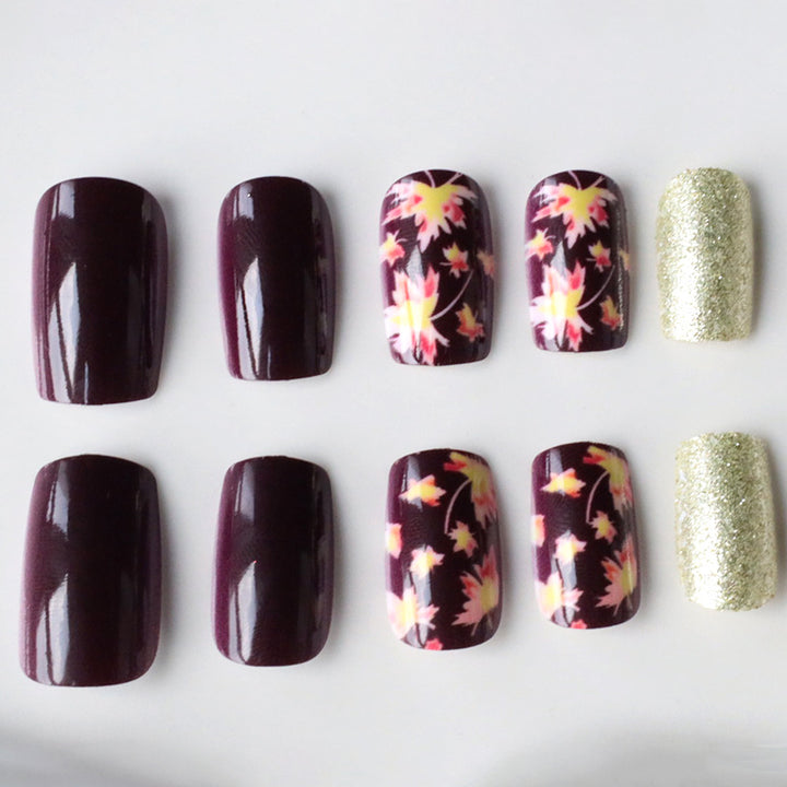 Decorative Fall-Themed Acrylic Nail Enhancements Kalsten