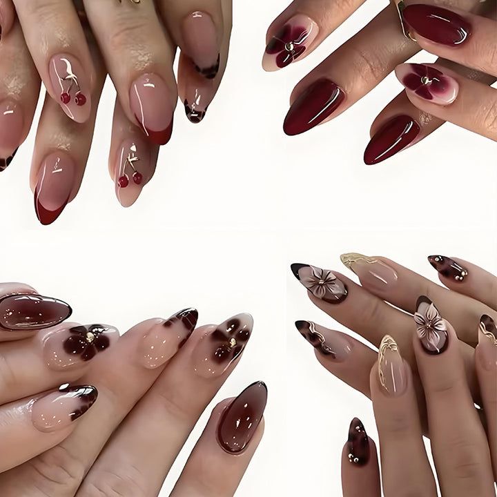 Nail art set with elegant floral designs and luxurious accents Kalsten