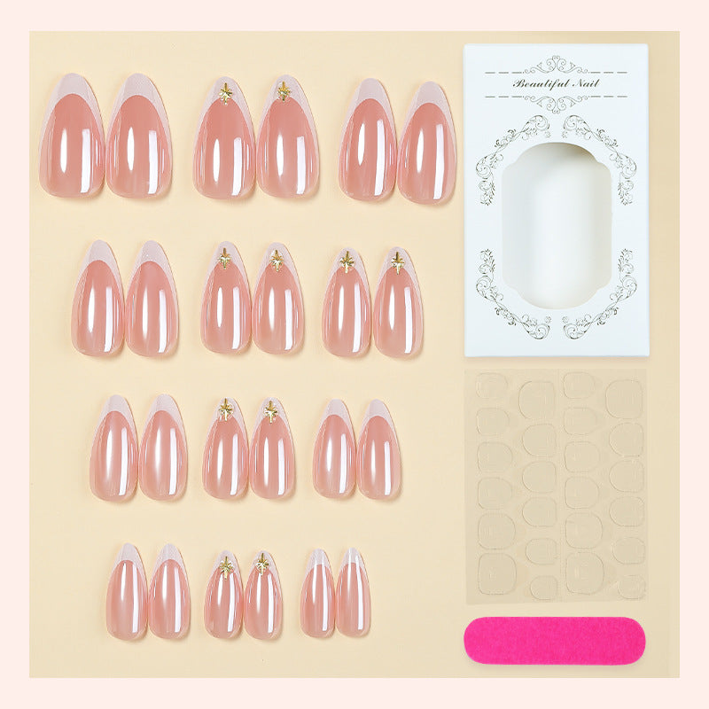 Elegant Press-On Nail Set with Decorative Gold Accents Kalsten