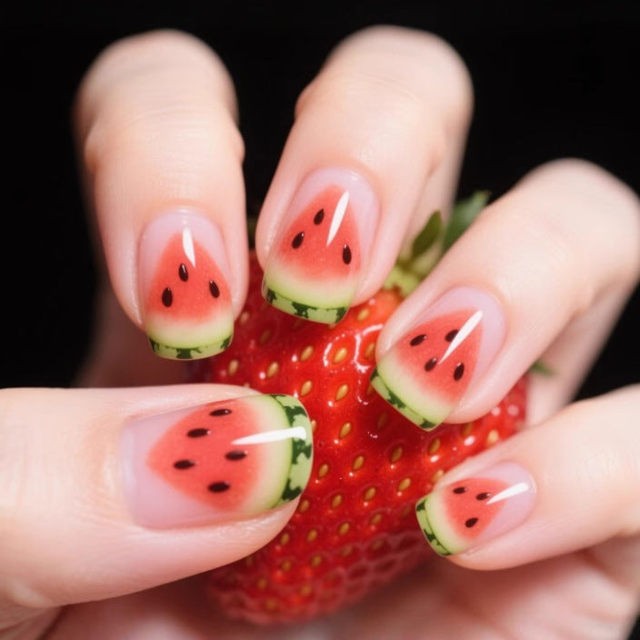 Watermelon-Themed Nail Art Kalsten