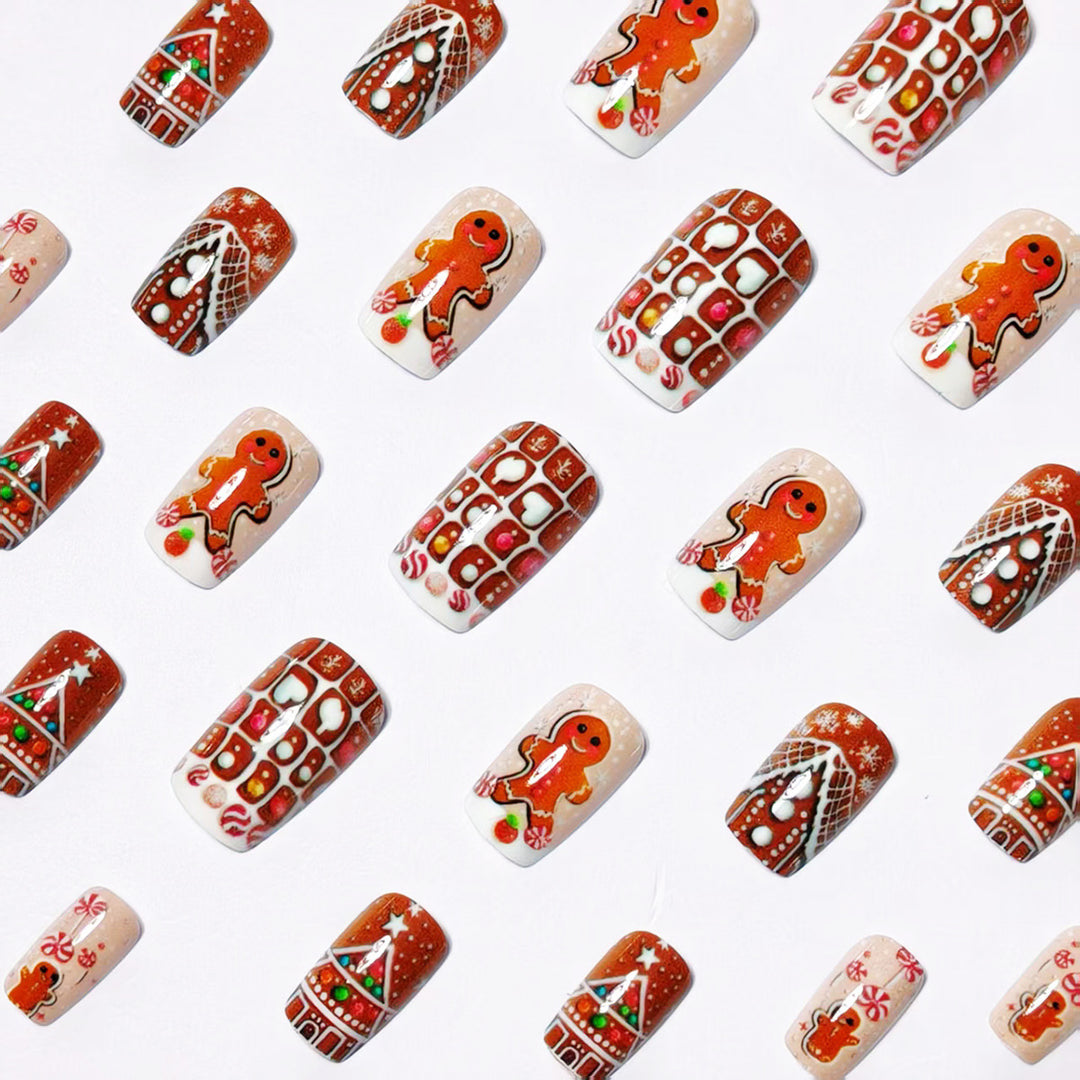 Artificial nails in gingerbread house design Kalsten