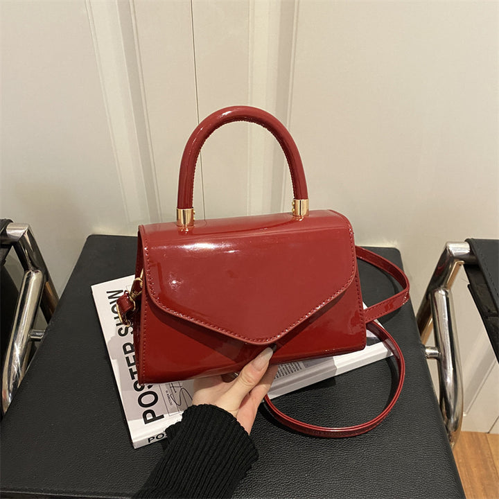 Elegant Patent Leather Handheld Satchel