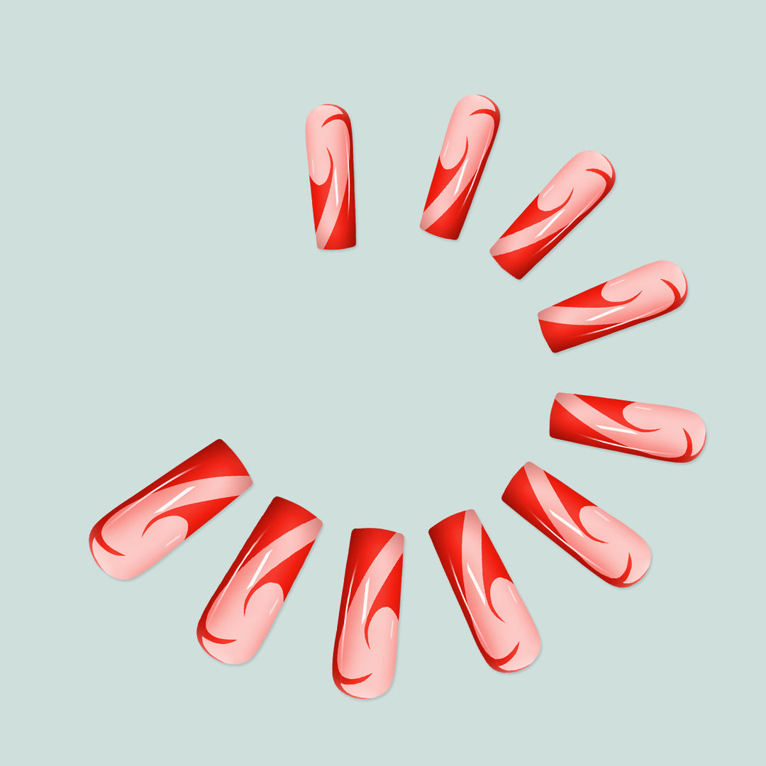 Artful nail extensions with fire pattern Kalsten