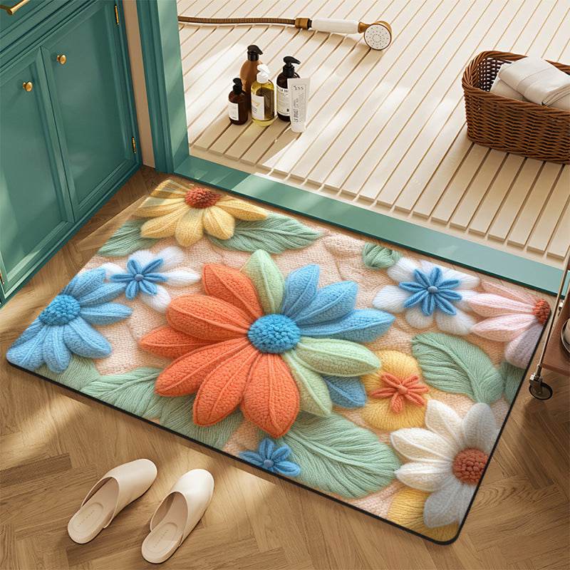 Textured Floral Bath Mat