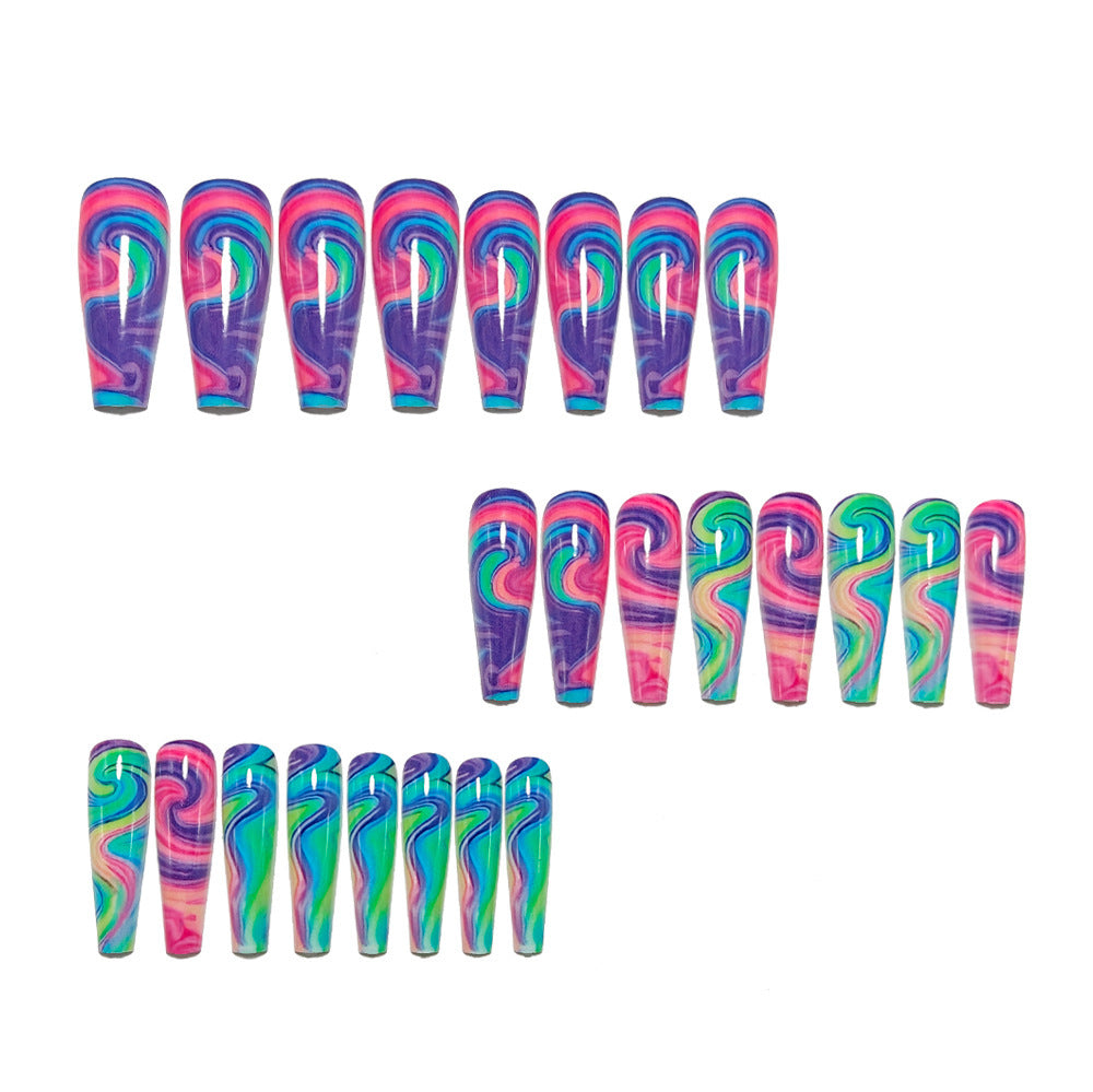Artificial nails with colorful spiral patterns Kalsten
