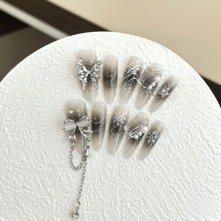 Artisan Gemstone-Embellished Press-On Nails