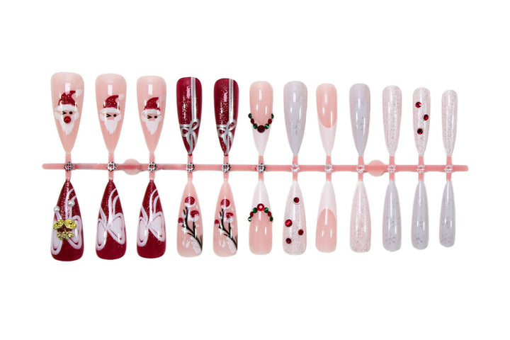 Artificial nail set with festive Christmas designs Kalsten