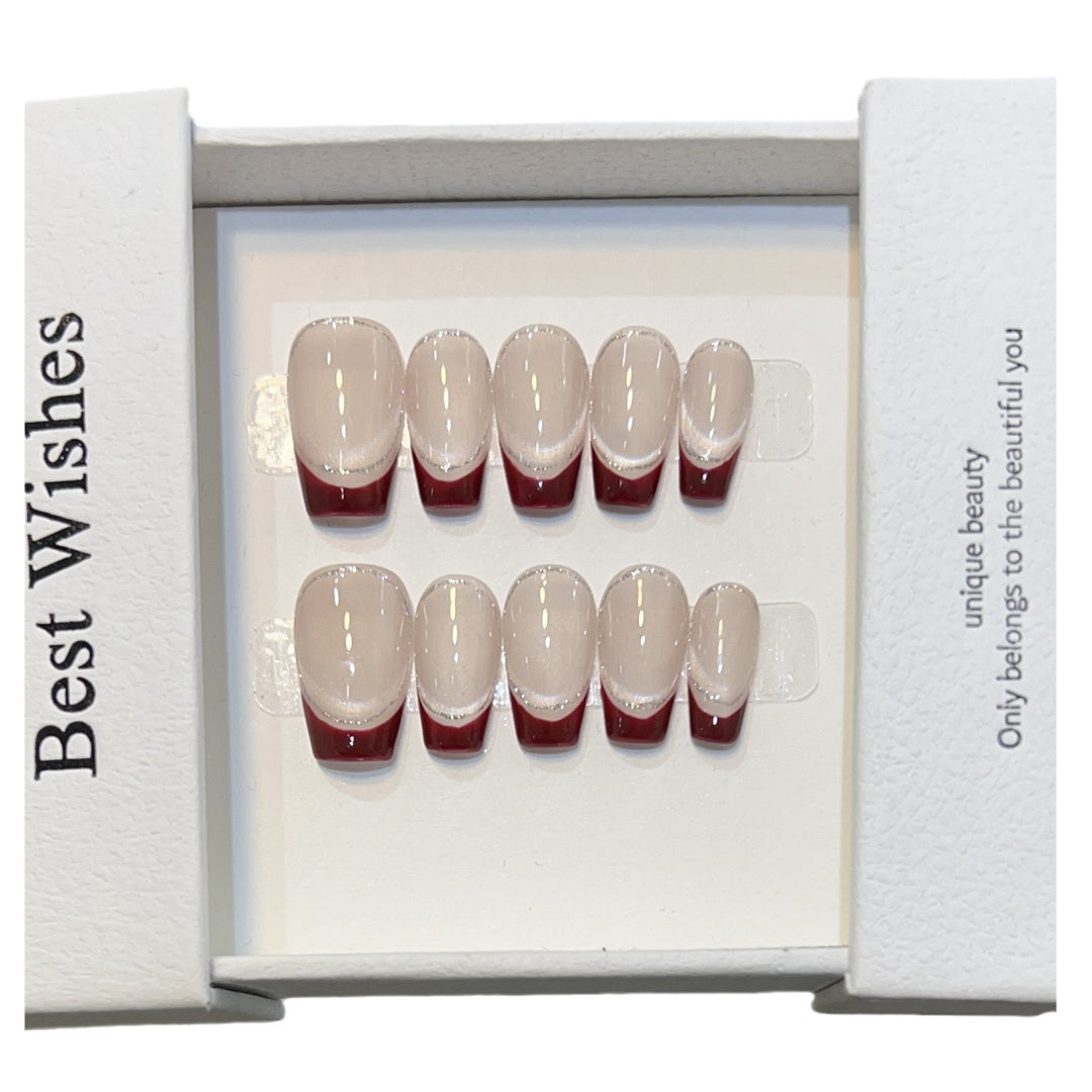 Artistic Gel Press-On Nail Set with Elegant French Tips Kalsten