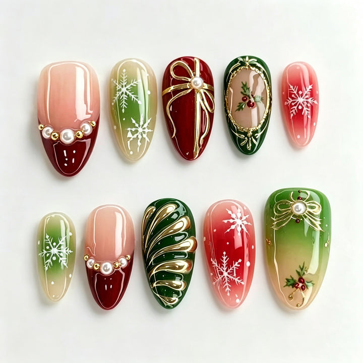 Festive Holiday Themed Press-On Nail Art Set Kalsten 1790636400