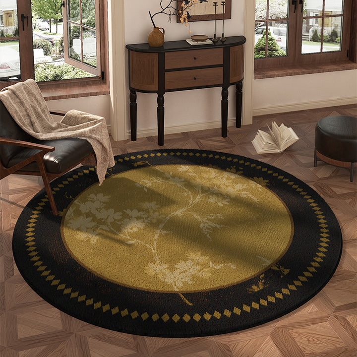 Round Floral Design Area Rug