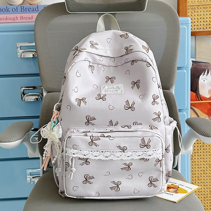 Feminine Bow-Patterned Casual Backpack Kalsten