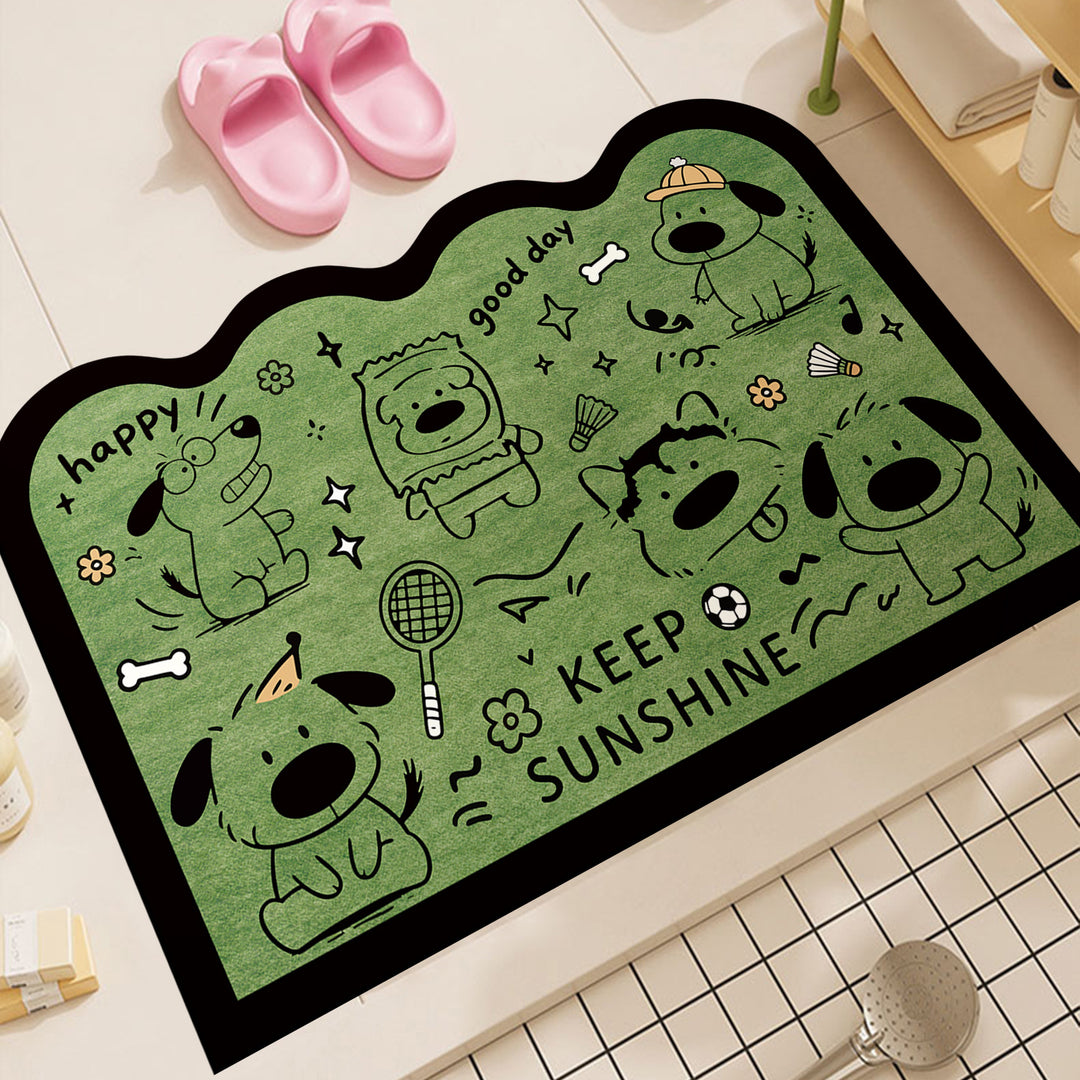 Playful Dog-Themed Decorative Bath Mat