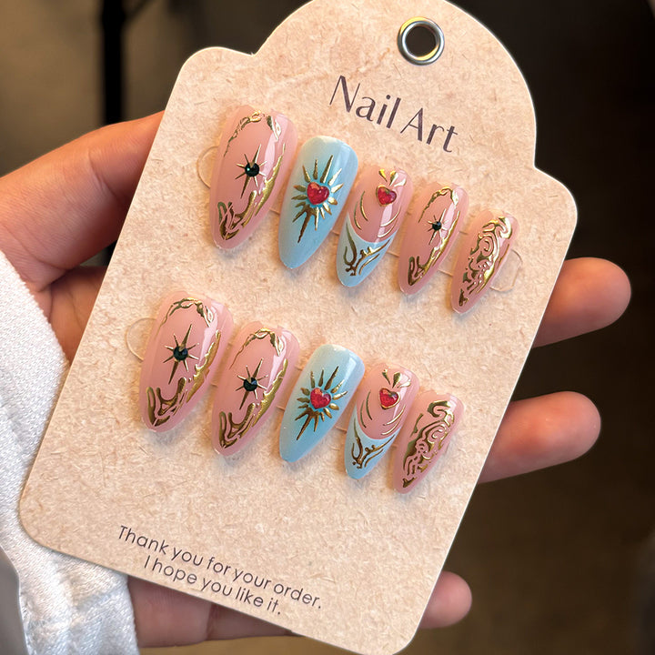 Artistic Floral Embellished Press-On Nail Set Kalsten