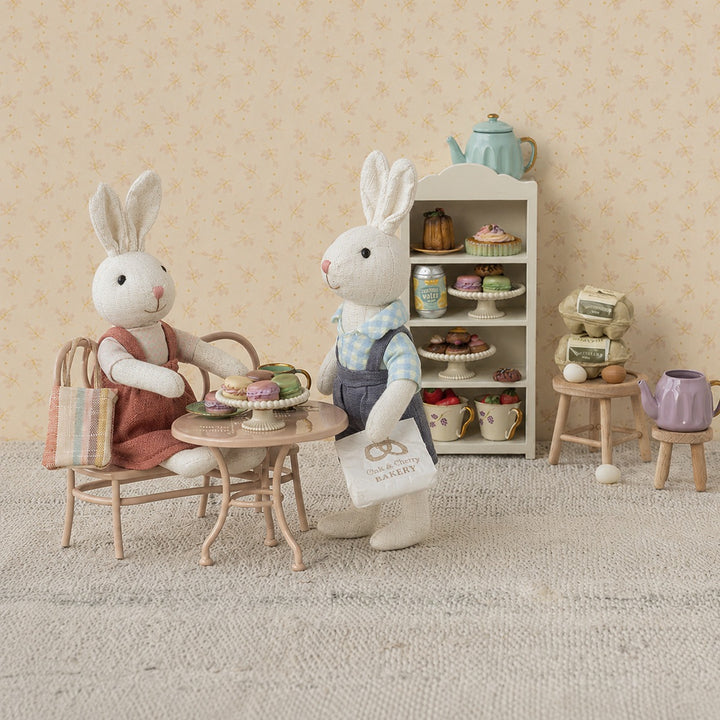 Handmade Rustic Linen Bunny Doll with Long Limbs and Checked Cotton Shirt