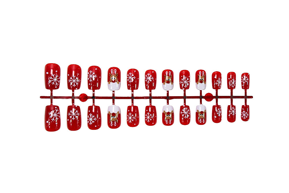 Christmas Art Nail Set with Festive Snowflake and Reindeer Designs Kalsten