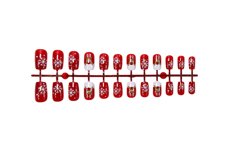 Christmas Art Nail Set with Festive Snowflake and Reindeer Designs Kalsten