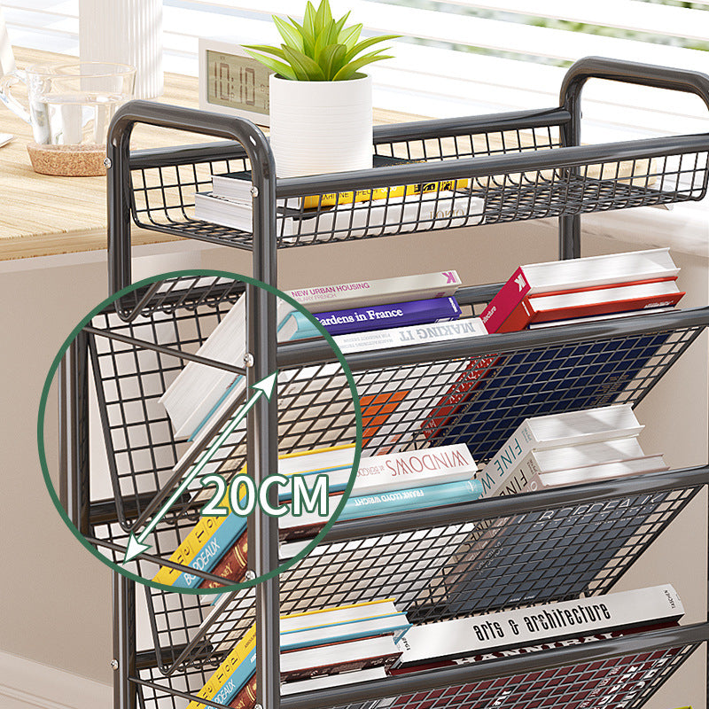 Rolling Metal Book Storage Rack Kalsten