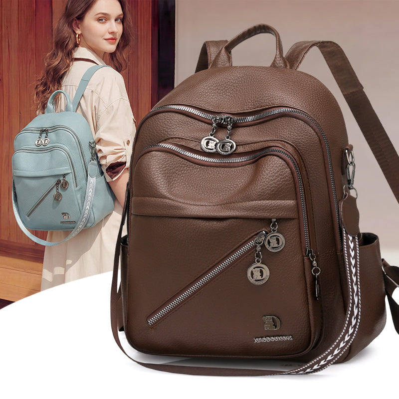 Multi-Compartment Stylish Leather Backpack Kalsten