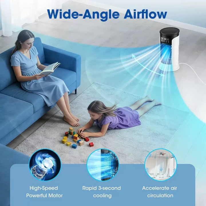 Unisex one size compact personal evaporative tower cooler with refillable cooling packs, whisper-quiet fan and touch control Kalsten