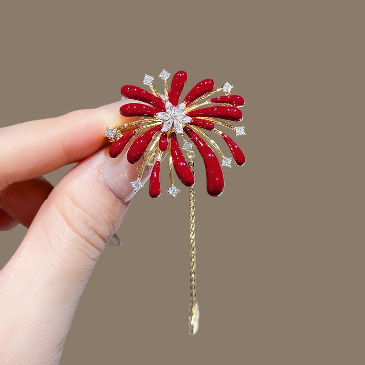 Sparkling flower brooch with chain pendant Kalsten