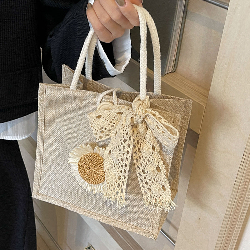 Elegant Floral Accent Handcrafted Tote